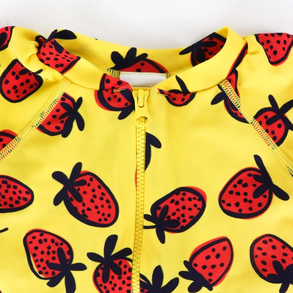 Hanna Andersson Rash Guard Swimsuit 3-6‎ Mos Strawberry Print Sun Protection